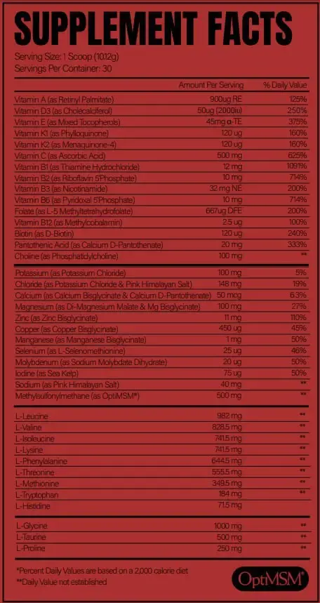 FireBlood Supplement Ingredients